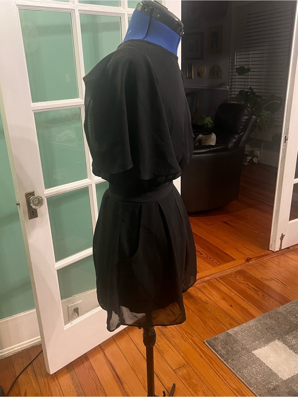 Black Flutter Sleeve Women’s romper - Picture 2 of 4